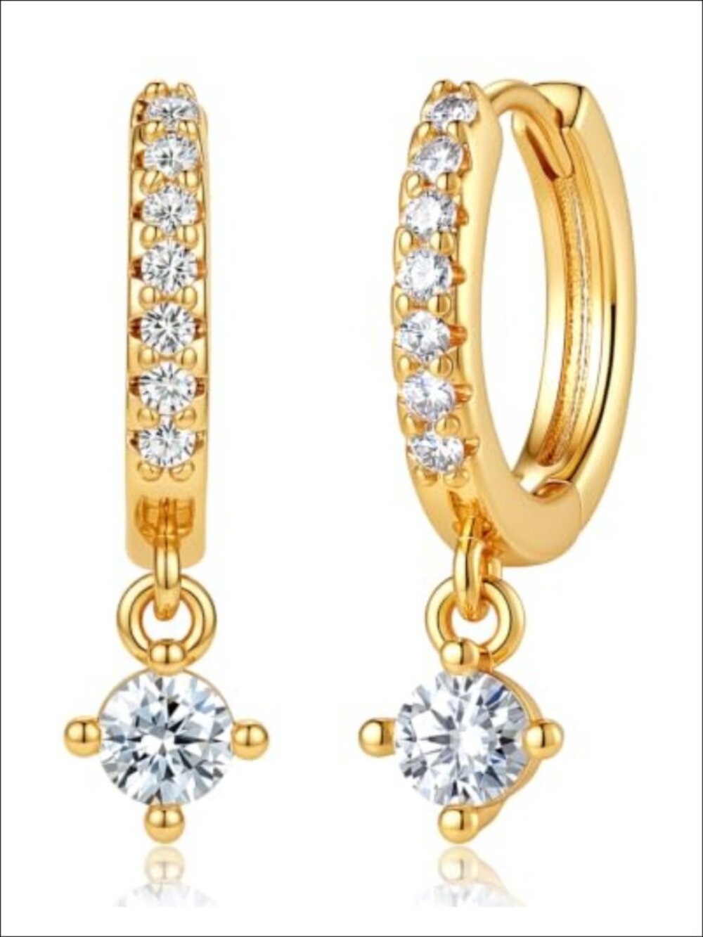 Moissanite Hoop Earrings 18K Gold Plated Hypoallergenic Drop D Color VVS1